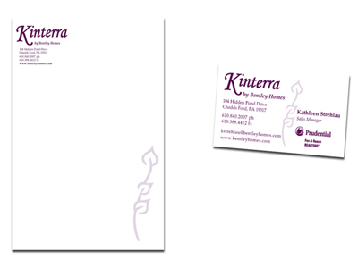 Kinterra logo, business card, letterhead